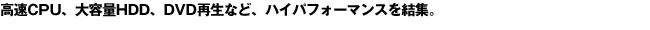 ����CPU�A��e��HDD�ADVD�Đ��ȂǁA�n�C�p�t�H�[�}���X�����W�B